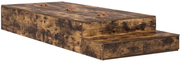 vidaXL Aufbewahrungsbettgestell Geräucherte Eiche 90 cm Holzwerkstoff 3335609