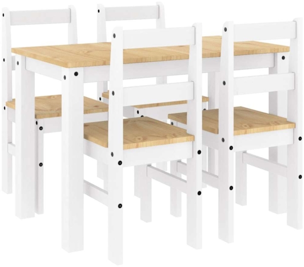 vidaXL 5-tlg. Essgruppe Panama Weiß Massivholz Kiefer 3345172