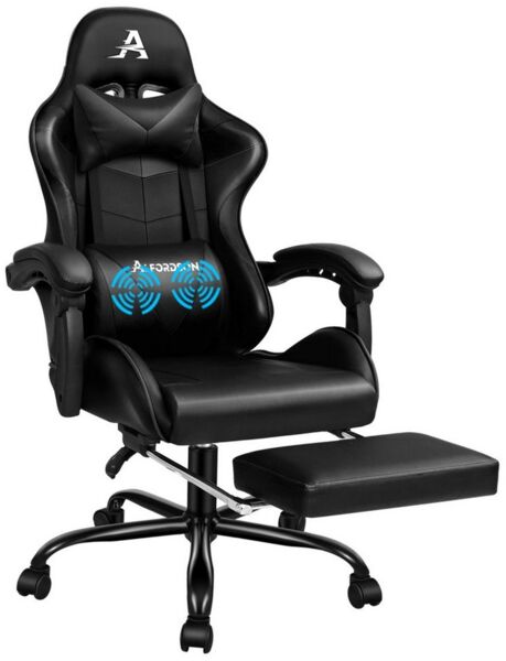 ALFORDSON Gaming-Stuhl Ergonomischer Racing Gaming-Bürostuhl, neigbar und höhenverstellbar, mit gepolsterter Fußstütze, 180 kg Tragkraft