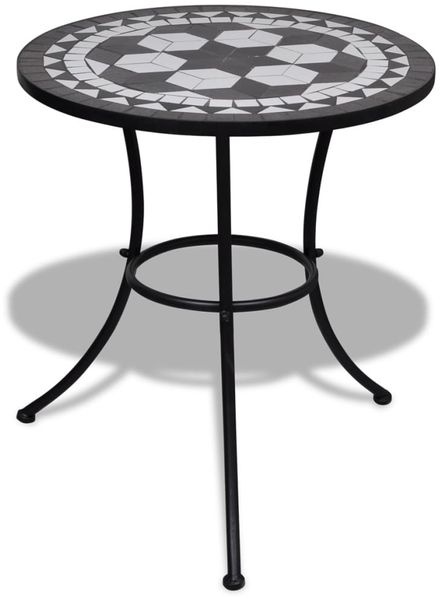 vidaXL Bistrotisch Schwarz und Weiß 60 cm Mosaik 41532