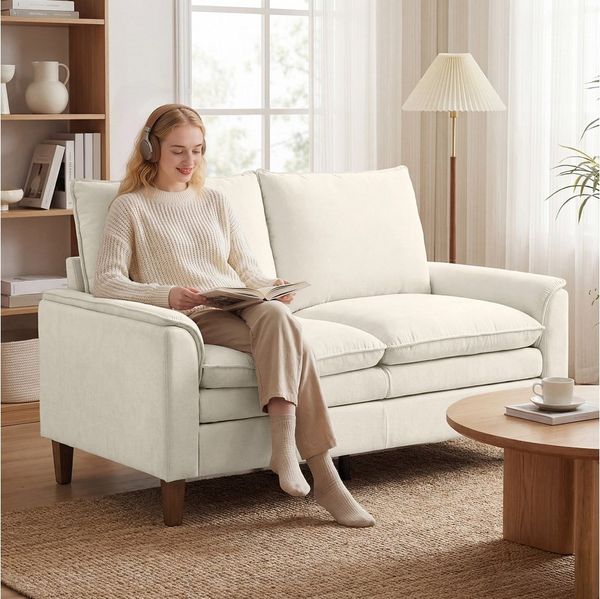 HOMCOM Loveseat doppellagiger Polsterung (Spar-Set, 1-St, 2er Sofa), Doppelschicht-Polsterung mit Federkissen