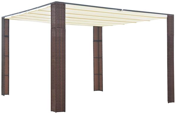 Gartenpavillon, Pavillon mit Dach Poly Rattan 300 x 300 x 220 cm Braun und Creme