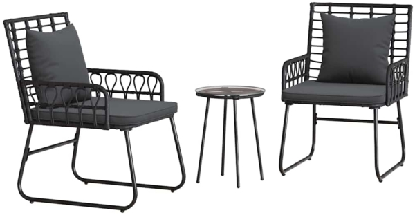 vidaXL Garten Essgruppe 3 pcs Schwarz und Anthrazit Poly-Rattan 42010350