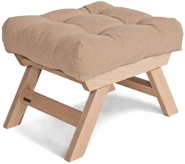 Marior HOME 'ALLEGRO' Pouffe, Buchenholz, Unbehandelt, Beige