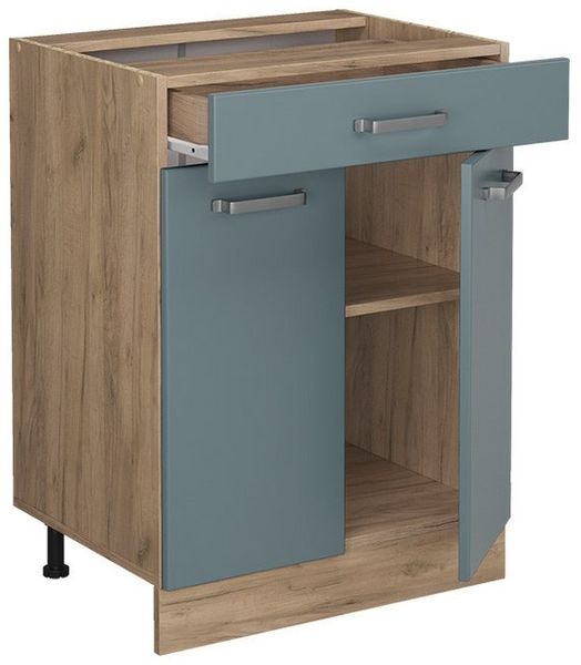 Küchenunterschrank R-Line Blau-Grau 60 cm mit Schublade, ohne Arbeitsplatte Vicco Bild 3