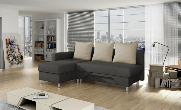 Ecksofa Tom, Seite: Links, Farbe: Suedine 4001 + Suedine 4001 + Suedine 1009