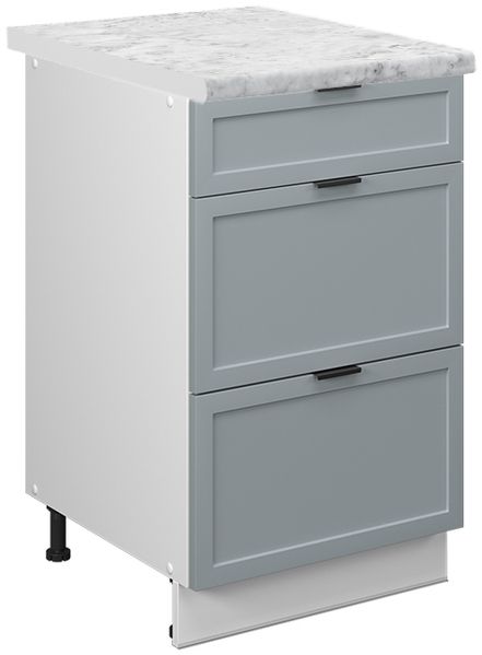 Küchenunterschrank Fame-Line Hellblau-grau 50 cm , AP Marmor Vicco
