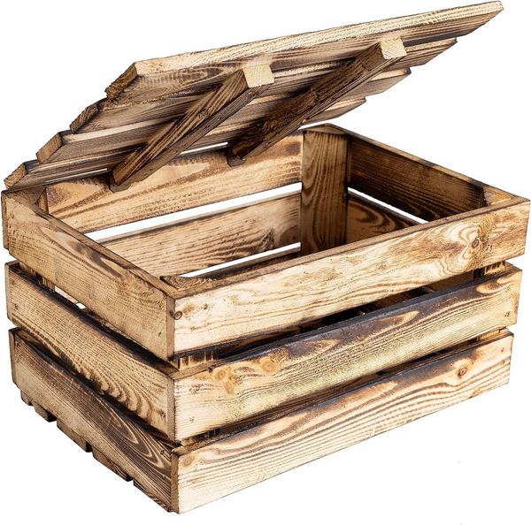 Creative Deco Aufbewahrungsbox Holztruhe Holzkiste mit Deckel Spielzeugkiste Holzbox, mit Scharnieren