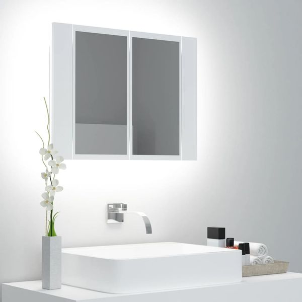 vidaXL LED-Bad-Spiegelschrank Weiß 60x12x45 cm Acryl 804956