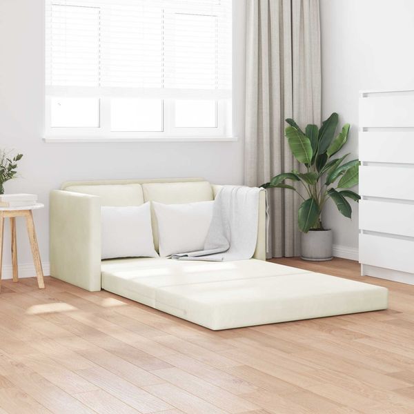vidaXL Schlafsofa Creme 204 x 122 x 60 cm Samt 42007952