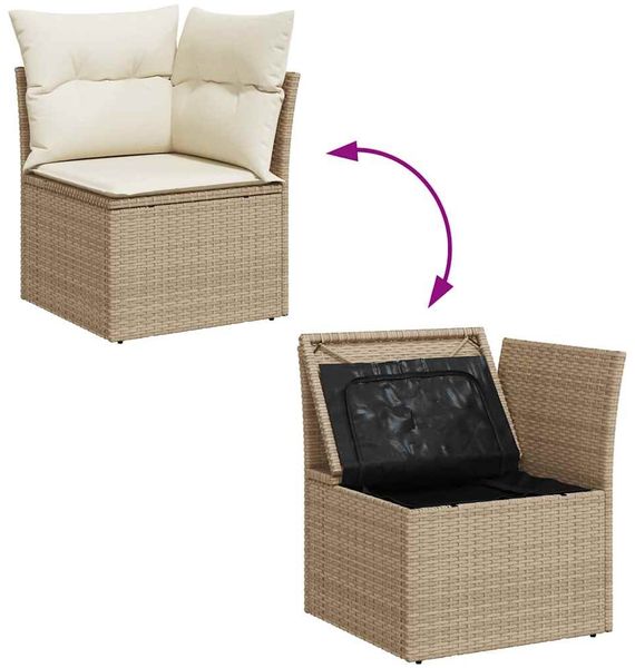vidaXL 8-tlg. Garten-Sofagarnitur mit Kissen Beige Poly Rattan 3326439 Bild 8