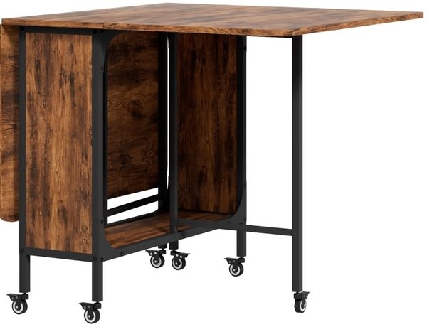 Esstisch 130x80x74 cm Rustic Brown, klappbar, mit Ablage und Rollen für bis zu 6 Personen Bild 8