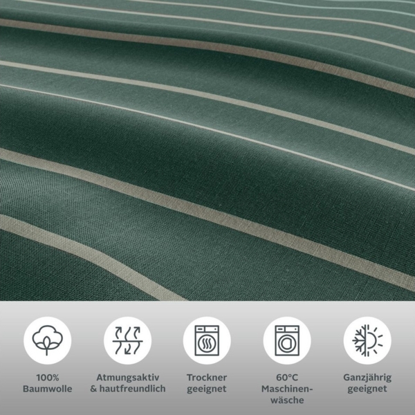 my home Bettwäsche Katja, Linon, 2 teilig, Bettwäsche aus Baumwolle, Bettwäsche mit Streifen-Design, Wendeoptik Bild 2