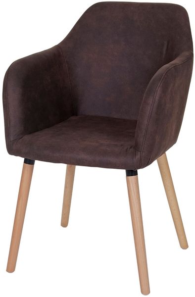 Esszimmerstuhl Malmö T381, Stuhl Küchenstuhl, Retro 50er Jahre Design ~ Textil, vintage dunkelbraun, helle Beine