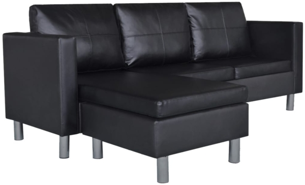 vidaXL L-förmiges Sofa 3-Sitzer Kunstleder Schwarz 241979