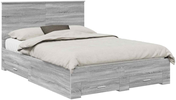 vidaXL Bettrahmen Graues Sonoma 150x200 cm Holzwerkstoff 3409638