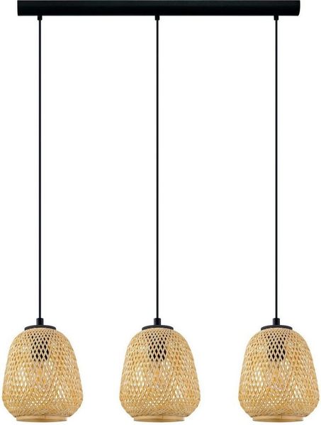 Eglo 43262 NATURE Hängeleuchte DEMBLEBY Holz natur E27 3X40W L:90cm B:20cm H:110cm dimmbar