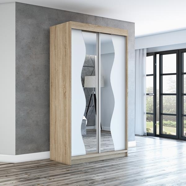 Schwebetrenschrank RIMA 2-trig Schrank 120 cm (mit Spiegel) Farbe: Sonoma , wei Bild 2