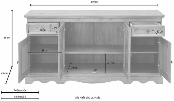 Home affaire Sideboard Melissa, Kommode, Breite 169 cm