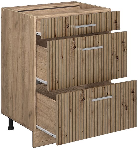 Küchenunterschrank R-Line Artisan-Eiche 60 cm mit Schubladen, AP Anthrazit Vicco Bild 4