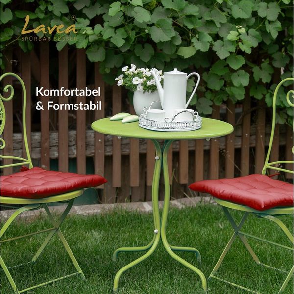 Lavea Stuhlkissen MONACO - weich gepolsterten Sitzkissen Set (4er & 8er), 40x40x3 cm, mit Stoffbändern, Indoor & Outdoor, für Garten & Balkon