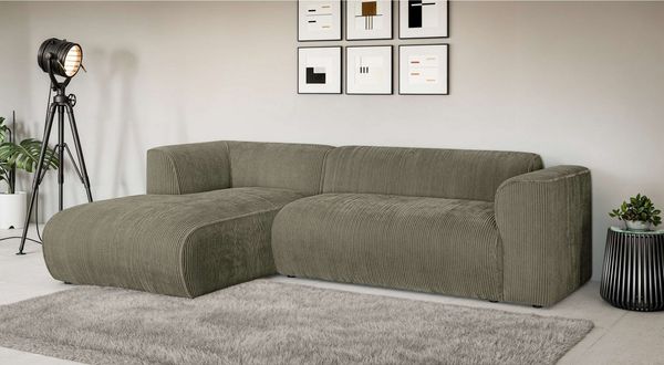 Home affaire Ecksofa GENTON L-Form (257 cm), zeitlos & stilvolles Design, Aufwendig gepolstert, in Cord, Chenille und Struktur