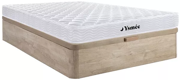 Vente-unique - WOLKENLOS Mattress and bed base set Holz, PlatteStoff Beige - B 140 cm x H 30 cm15 cm x L 190 cm