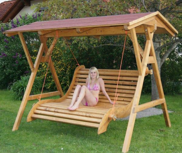 XXL Luxus Premium Hollywoodschaukel Holz Massivholz Gartenmöbel Gartenschaukel v2