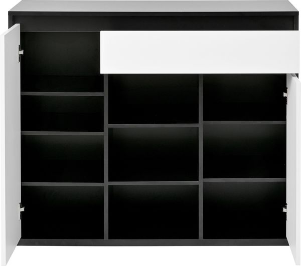 Merax Schuhschrank mit zwei Türen und einer Schublade mit verstellbarem Schuhregal, schwarz-weiß Bild 6