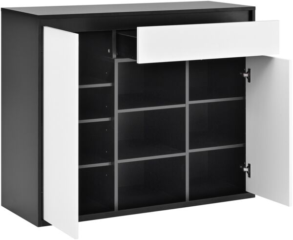 Merax Schuhschrank mit zwei Türen und einer Schublade mit verstellbarem Schuhregal, schwarz-weiß Bild 8