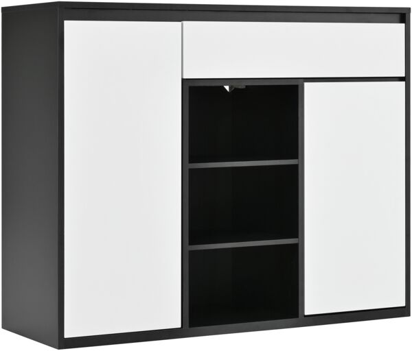 Merax Schuhschrank mit zwei Türen und einer Schublade mit verstellbarem Schuhregal, schwarz-weiß Bild 9