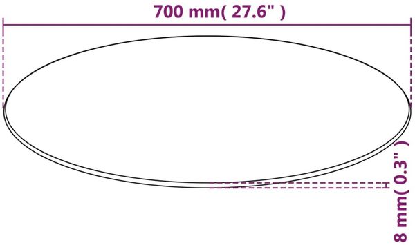 vidaXL Tischplatte aus gehärtetem Glas rund 700 mm 243628 Bild 5