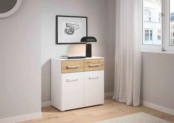 rauch Kombikommode Sideboard Kommode Schubladenkommode Türenkommode BOSTON-EXTRA (B/H/T: 80/81/42 cm), mit 2 geräumigen Schubladen, Einlegeboden verstellbar MADE IN GERMANY