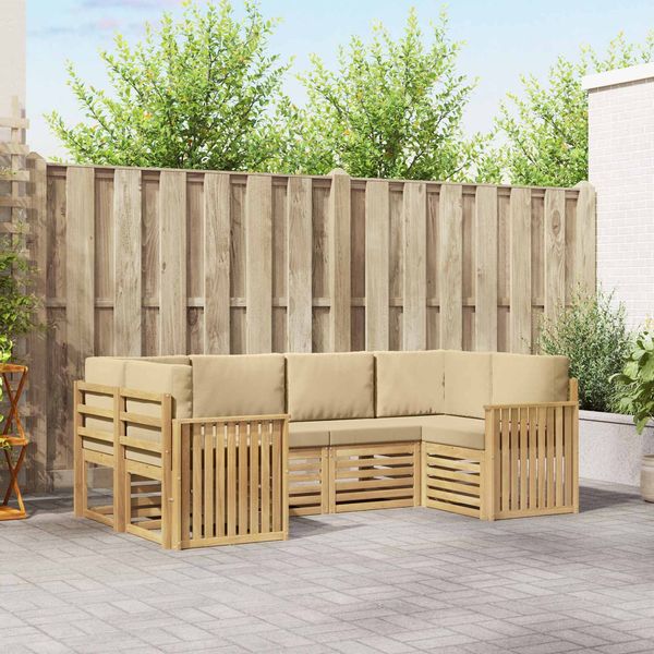 vidaXL Outdoor-Sofagarnitur 6 pcs Weiß und Beige 245 x 128,5 x 73 cm 3392393