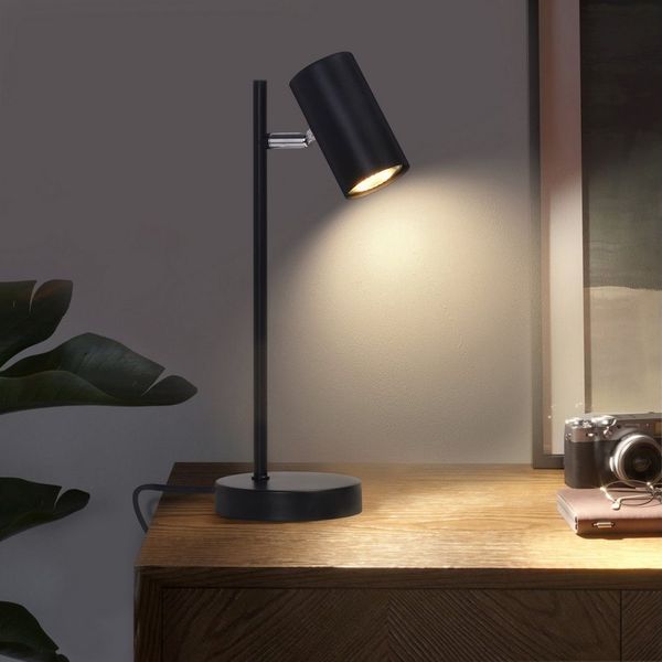Nettlife Tischleuchte Nachttischlampe Schwarz/Weiß/Gold GU10 mit kabel Schlafzimmer, Schwenkbar 350°, LED wechselbar, Metall Schreibtischlampe Leselampe