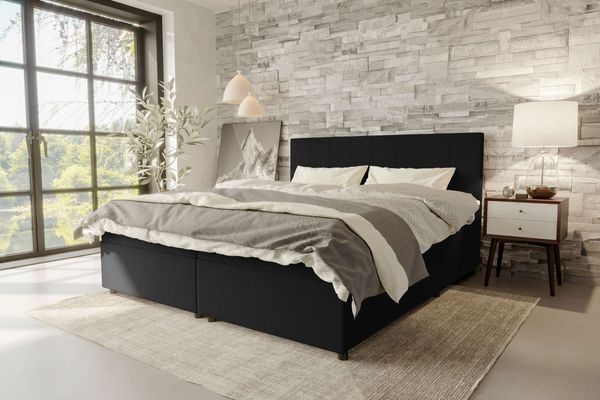99rooms Kira Boxspringbett Cordstoff POSO Schwarz 200x200 cm