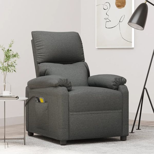 vidaXL Massagesessel Elektrisch Dunkelgrau Stoff 3073828