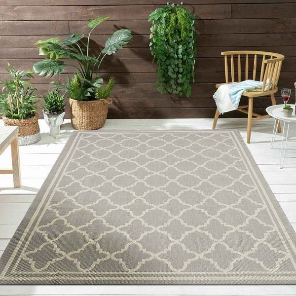 Vimoda Outdoorteppich Teppich Balkon Läufer Terrase, Rechteckig, Höhe: 5 mm, In & Outdoor Teppichfür Küche, Balkon, Flur, Terrasse, Raute Muster