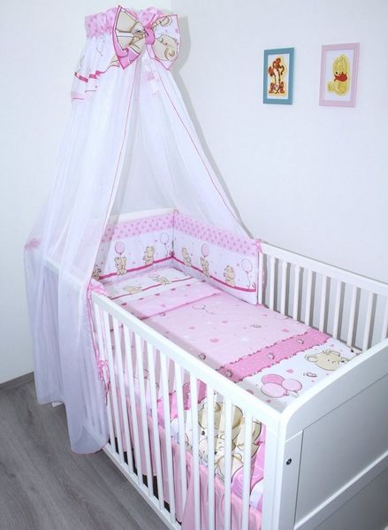 Primawela Babybettwäsche Baby Bettset - 6 teiliges Set mit Chiffon Himmel Bettwäsche Nestchen