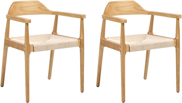 Esszimmerstuhl 2er Set OAKDALE Holz Hellbraun Beige