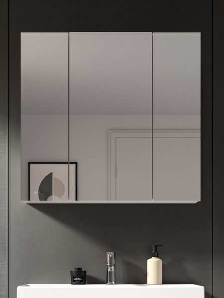 Inn. Furn Badezimmerspiegelschrank Larik (Bad Spiegel in weiß, 3-türig, 82 x 77 cm) Breite 80 cm