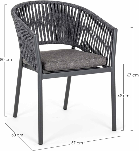 Gartenstuhl Florencia mit Armlehnen, Anthrazit Bild 3