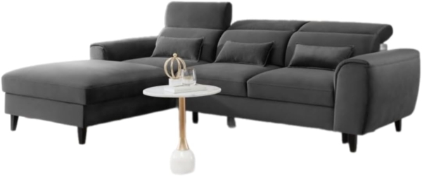 Designer Sofa Forino mit Schlaf- und Klappfunktion Anthrazit Links