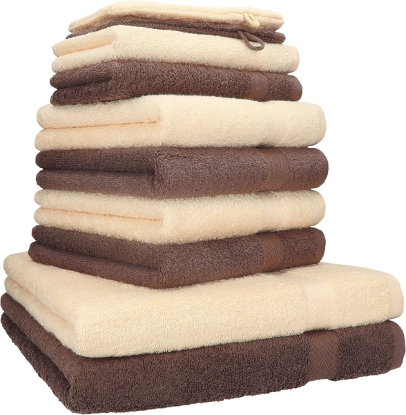 Betz Handtuch Set 10-tlg. Premium Farbe Nussbraun und Beige, 100% Baumwolle (Set, 10-St)