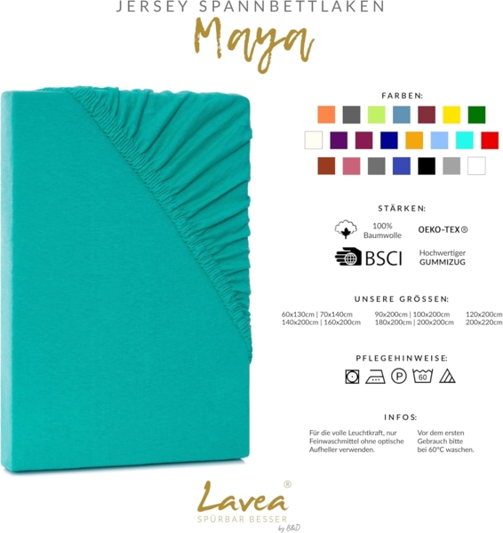 2er Set Spannbettlaken - Serie Maya Doppelpack Spannbetttuch für Matratzen bis 20cm - 140x200 cm | 160x200 cm, Apfelgrün, 100% Baumwolle, hochwertige Verarbeitung, mit Gummizug Bild 3
