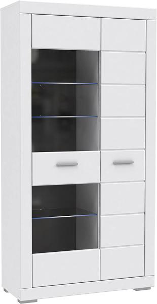 FORTE Snow Vitrine mit LED Beleuchtung, Holzwerkstoff, Weiß, 101 x 198,5 x 41,4 cm