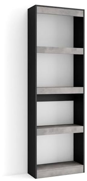 Skraut Home | Bücherregal Bibliothek | Bookshelf, Bookcase | 60 x 186 x 25 cm | Wohnzimmer, Esszimmer, Büro | Aufbewahrungsregal | Moderner Stil | Zement