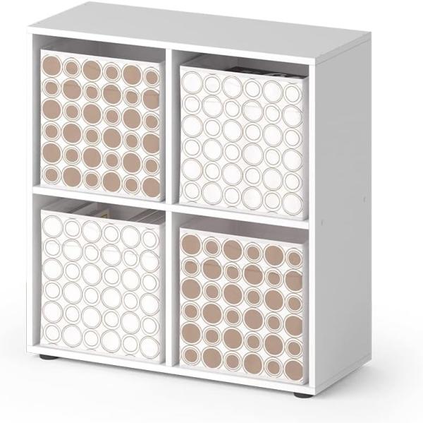 Vicco Raumteiler Würfelregal Standregal Tetra Weiß Faltbox Wohnzimmer Regal 73x72 cm modern Ablage 4 Fächer Dekoregal Ordnerregal Aufbewahrung