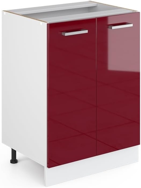Unterschrank R-Line Bordeaux Hochglanz 60 cm mit Türen, ohne Arbeitsplatte Vicco