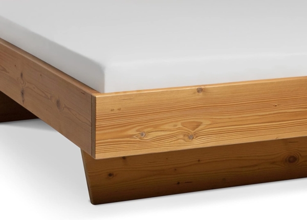 Möbel-Eins CURBY Wangenbett mit Polster-Kopfteil, Material Massivholz, rustikale Altholzoptik, Fichte gebürstet Vintage 160x200 cm Kunstleder Schwarz ohne Steppung Bild 5